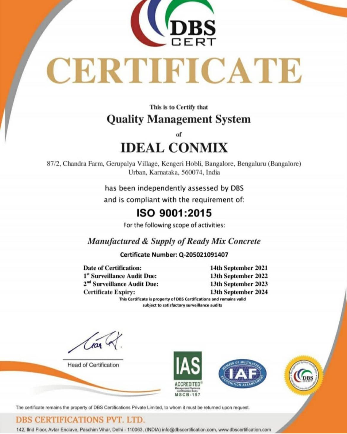 Quality Management Certificate